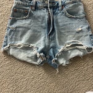 Zara Light Blue Distressed Jean Shorts